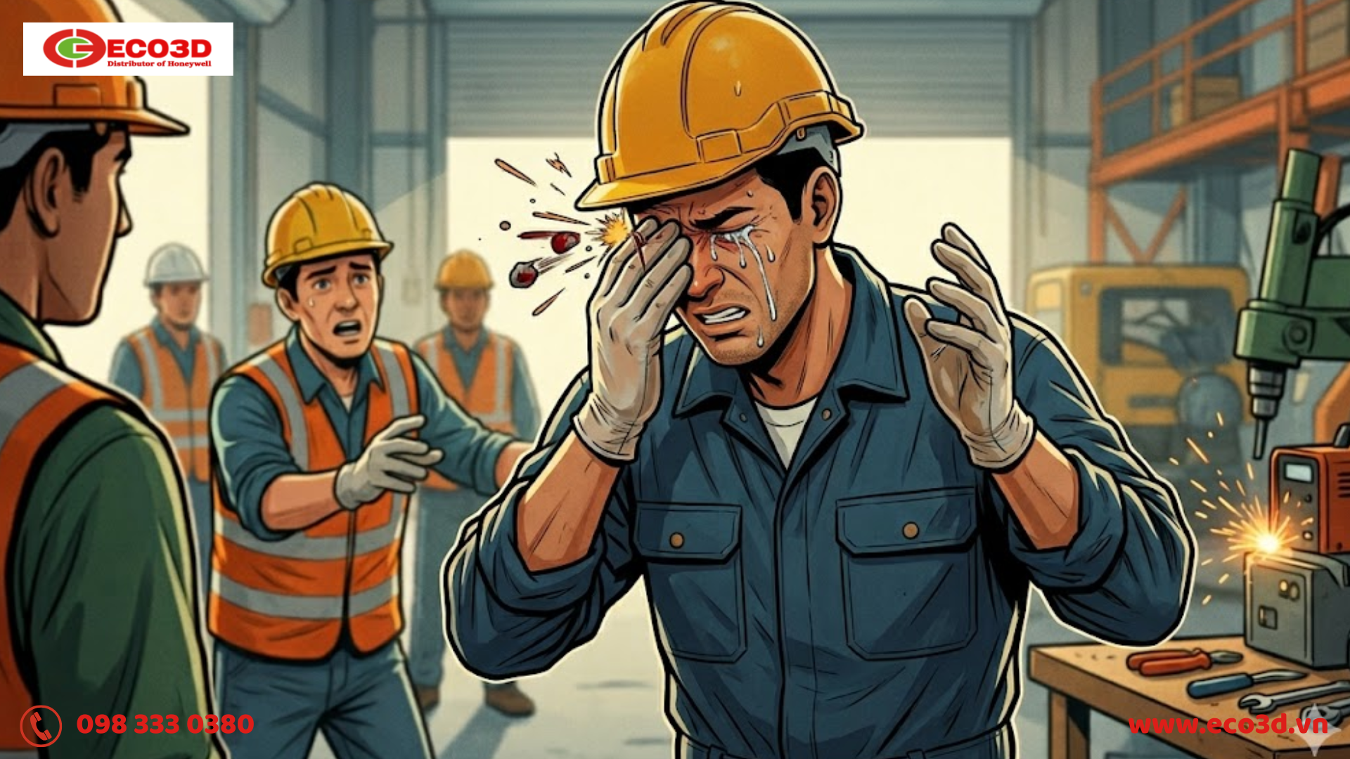 Những tai nạn mắt thường gặp do thiếu kính bảo hộ lao động